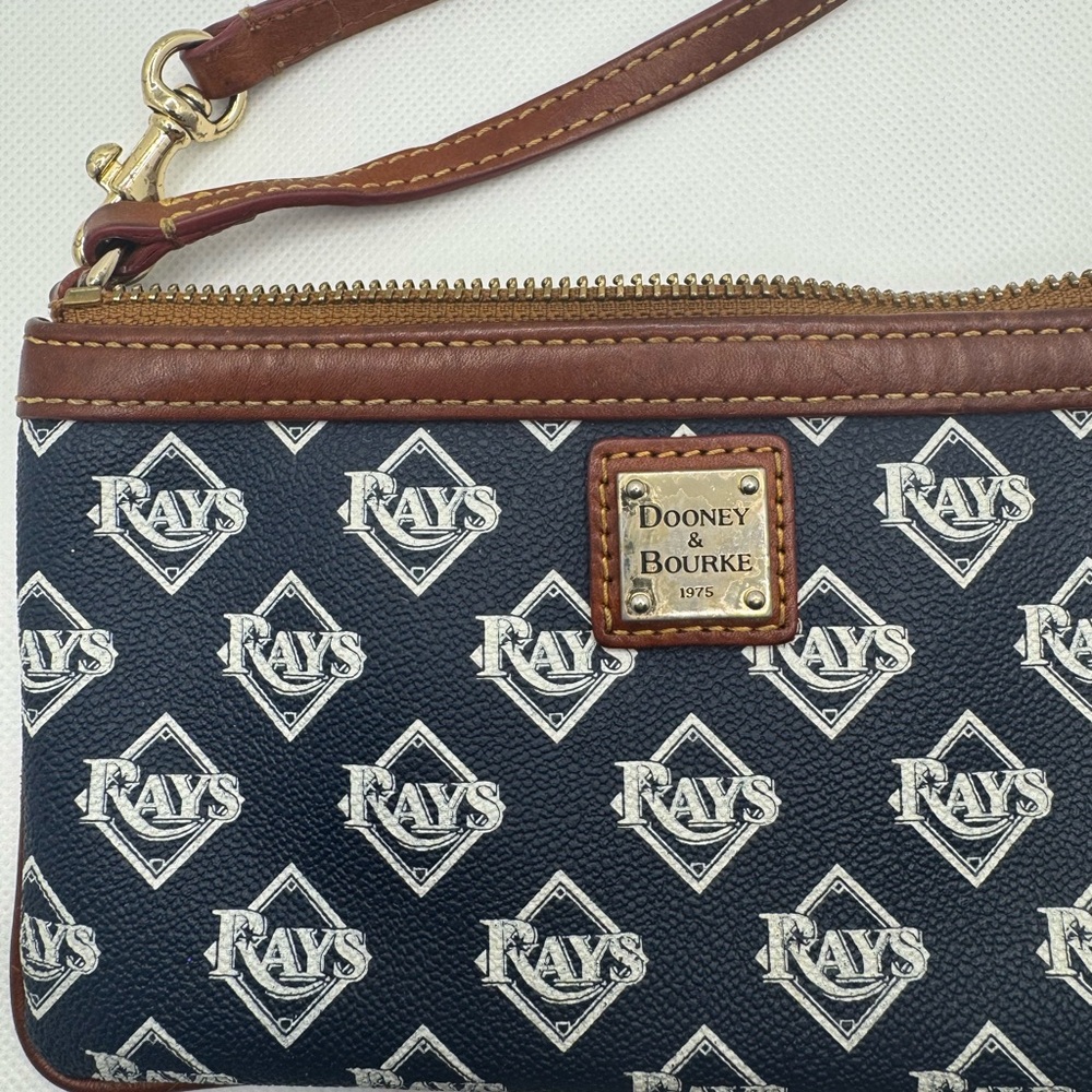 Dooney & Bourke Blue and Brown Wallet with Leather Trim MLB Tampa Bay Rays